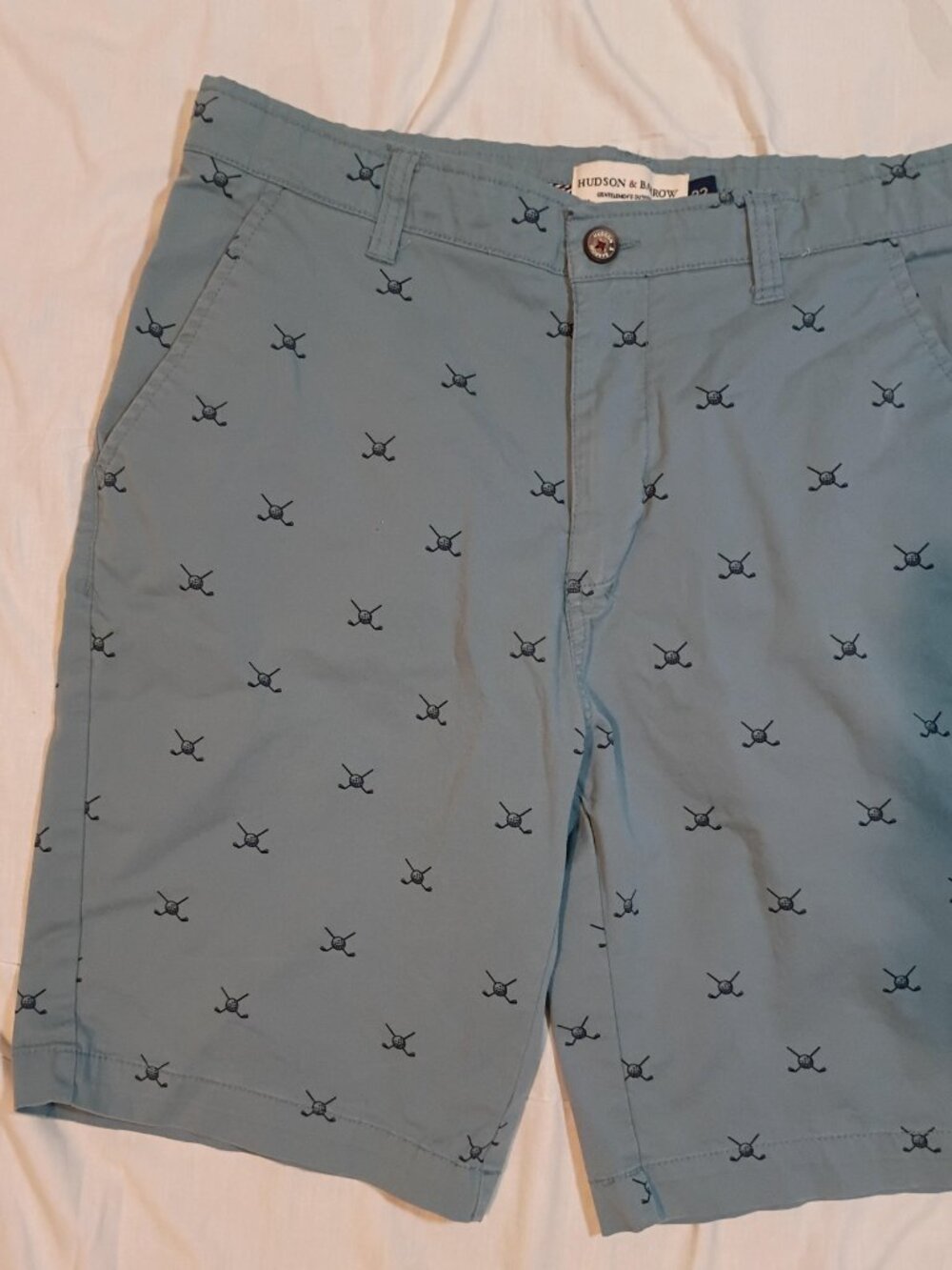 Hudson + Barrow/Chino Shorts/Mens 32/Slate Blue/Golf Print Country Club Preppy S - Picture 5 of 8